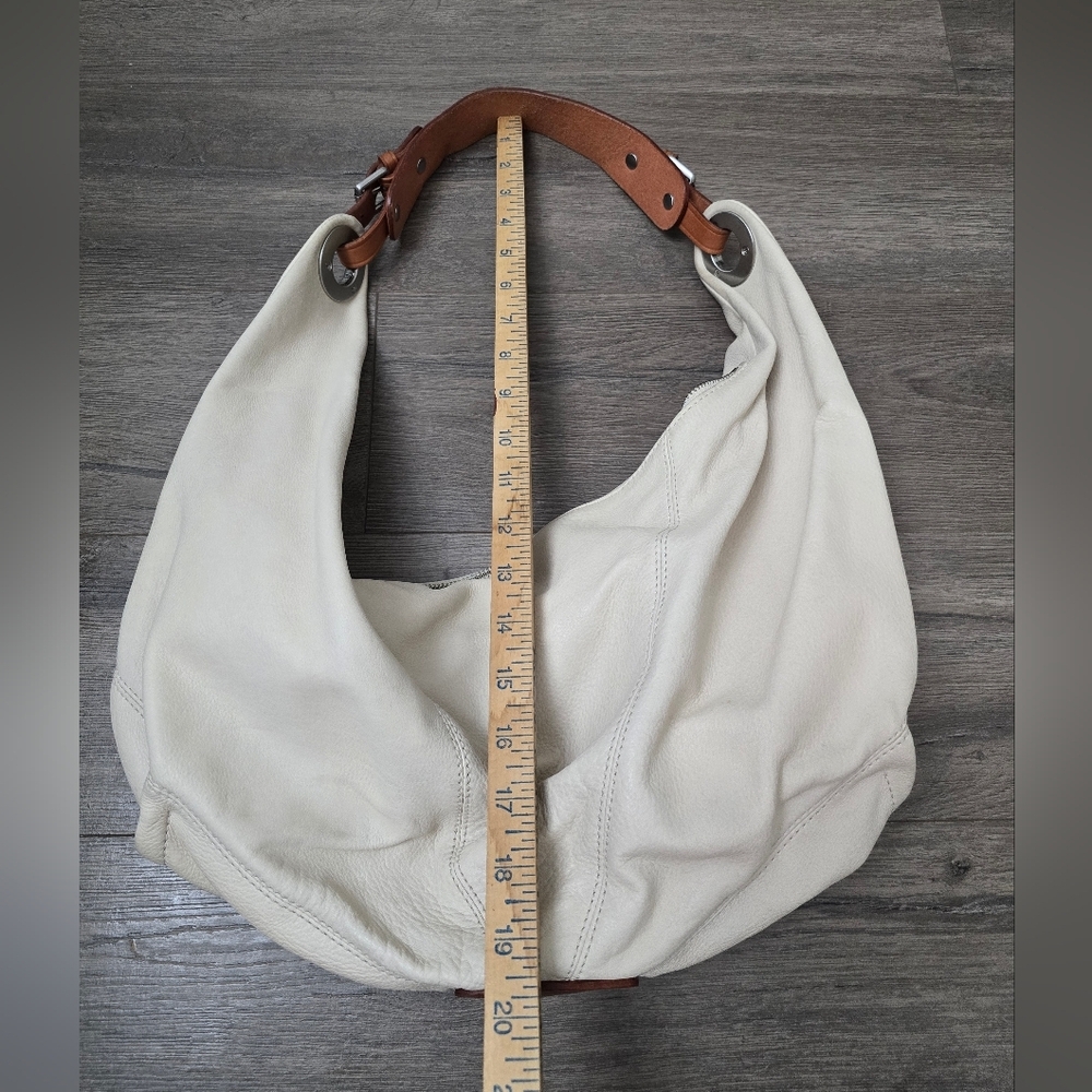 Christopher.kon Leather Slouchy Shoulder Bag Cream Tan Chic Streetwear Boho - Picture 3 of 16